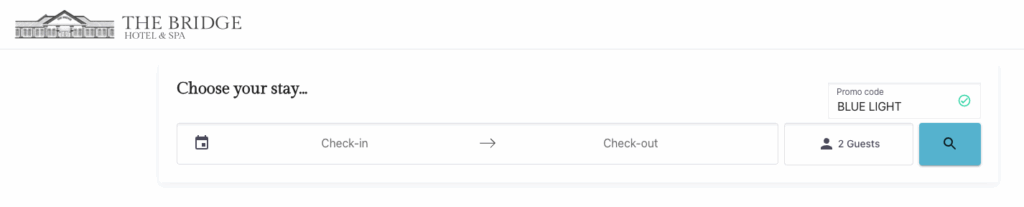 Bridge Hotel & Spa Booking Promo Code Box